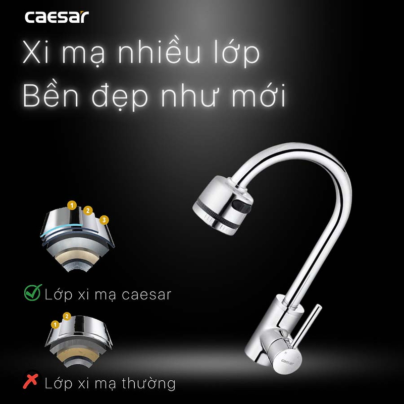 Vòi Rửa Bát Nóng Lạnh Caesar K695CV