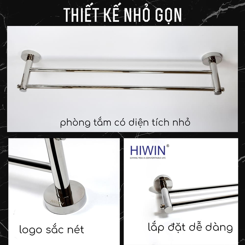 Thanh đôi treo khăn nhà tắm Hiwin Y-538