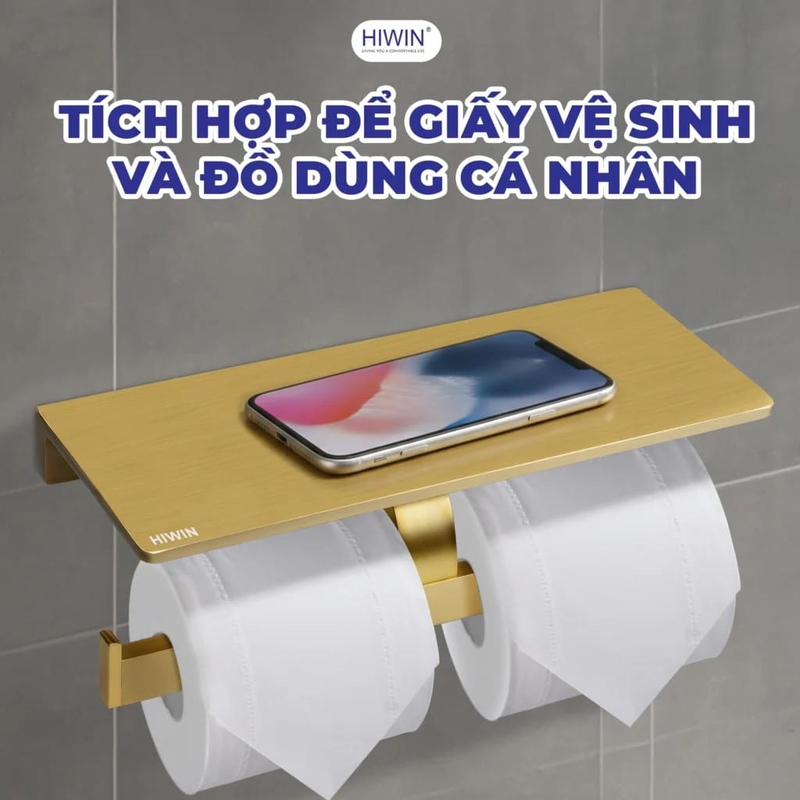 Móc giấy vệ sinh đôi màu vàng Hiwin Y-11302