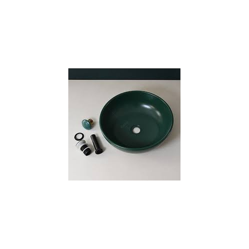 Chậu lavabo đặt bàn sứ tròn màu xanh lá Kanly SU519