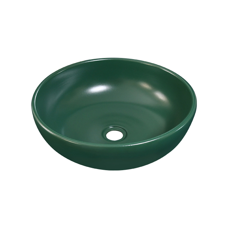 Chậu lavabo đặt bàn sứ tròn màu xanh lá Kanly SU519
