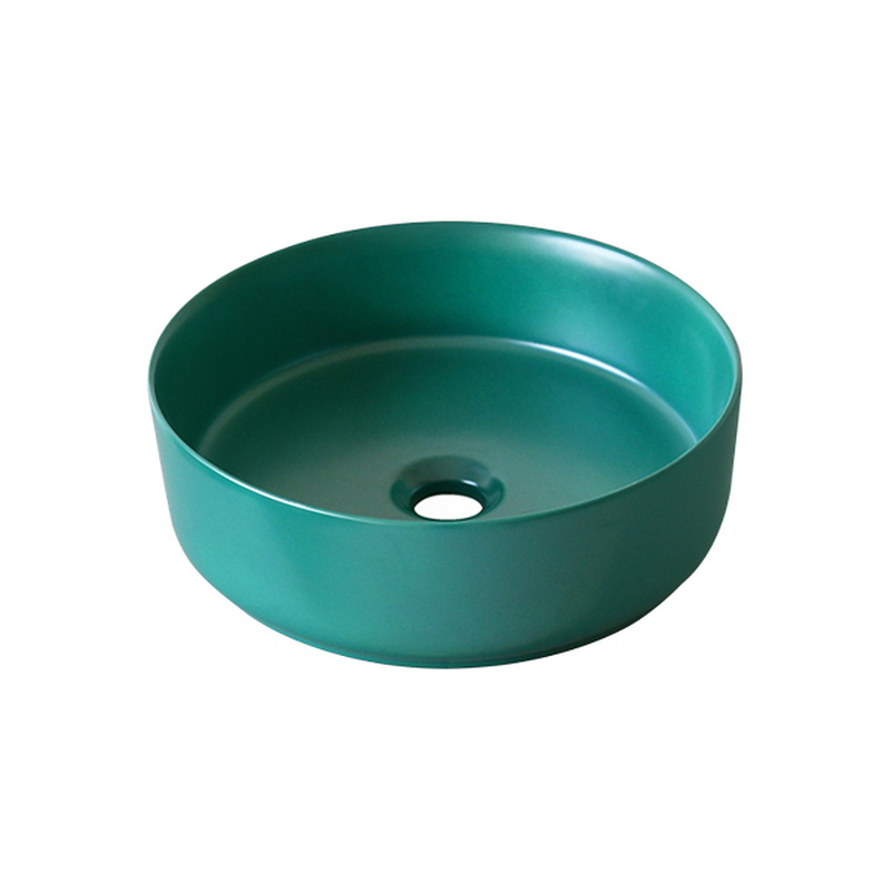 Chậu lavabo đặt bàn sứ tròn màu xanh lá Kanly SU529