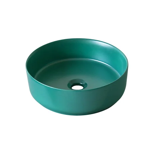 Chậu lavabo đặt bàn sứ tròn màu xanh lá Kanly SU529