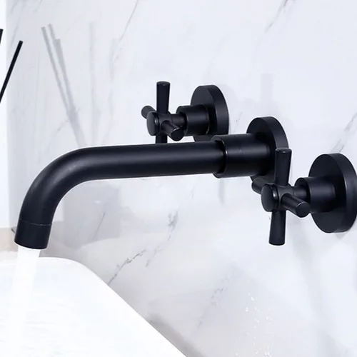 Vòi chậu lavabo nóng lạnh gắn tường Kanly GCT07B