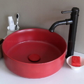 Chậu lavabo đặt bàn sứ tròn màu đỏ Kanly SU528