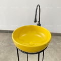 Chậu lavabo đặt bàn sứ tròn màu vàng Kanly SU514