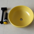 Chậu lavabo đặt bàn sứ tròn màu vàng Kanly SU514