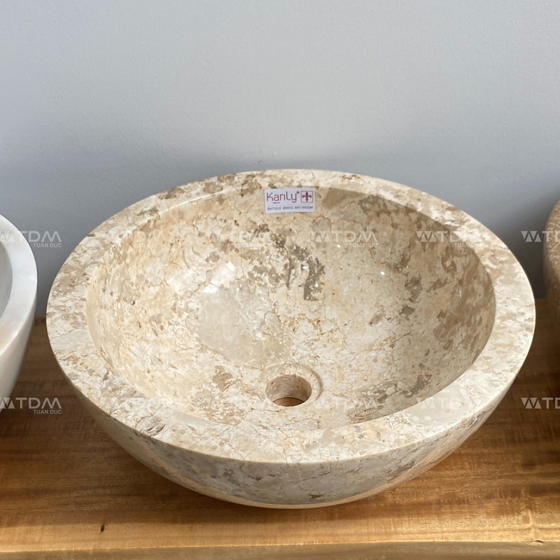 Chậu lavabo đặt bàn đá Marble tự nhiên Kanly MAR11I