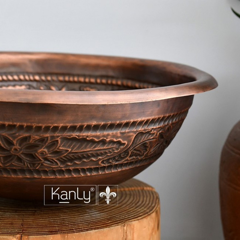 Chậu lavabo đặt bàn đồng thau Kanly BL2522 (RSC304)