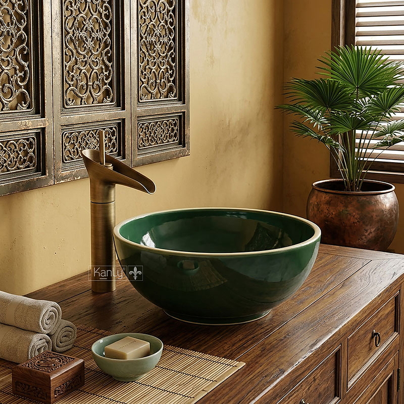 Chậu Rửa Mặt Lavabo Gốm Đặt Bàn Kanly GV004