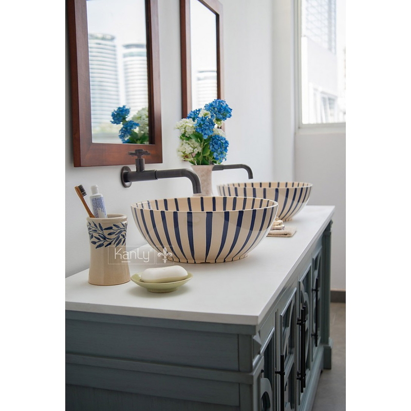 Chậu Rửa Mặt Lavabo Gốm Đặt Bàn Kanly GV114
