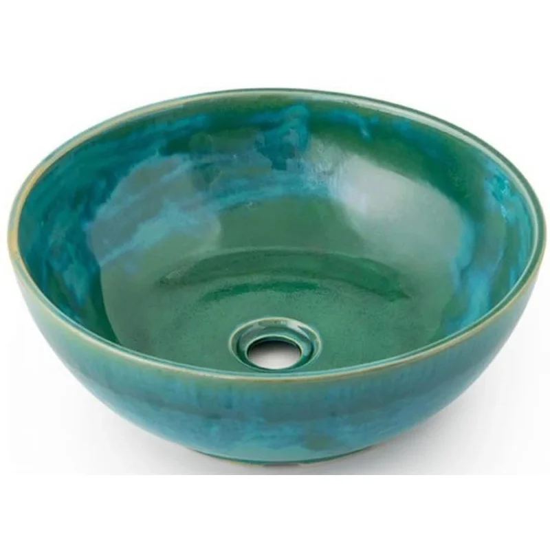 Chậu Rửa Mặt Lavabo Gốm Họa Tiết Xanh Rạn Đặt Bàn Kanly GV006