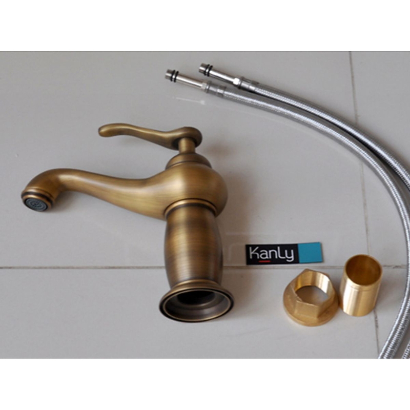 Vòi chậu lavabo nóng lạnh bằng đồng Kanly GCV03