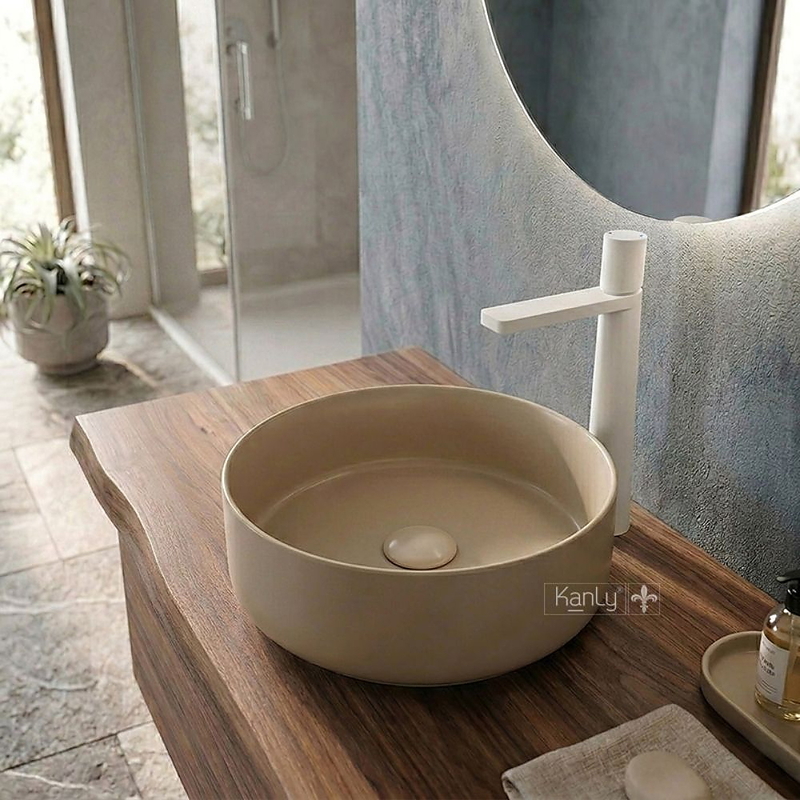 Chậu lavabo đặt bàn bằng sứ côn Kanly SU5211
