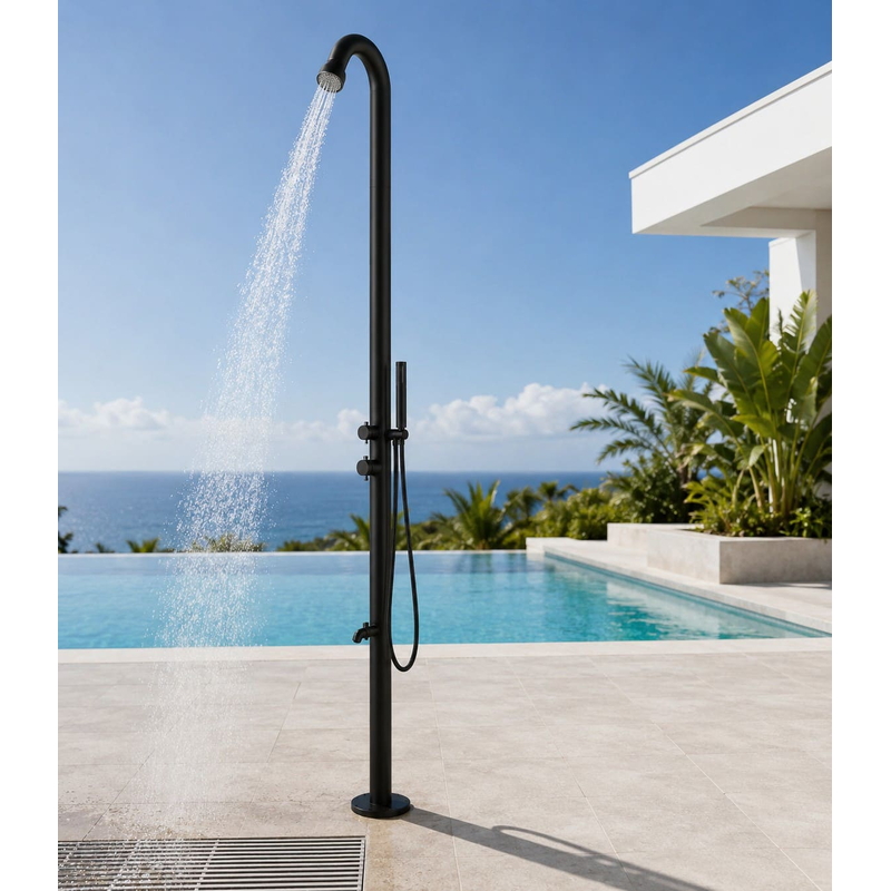 Sen cây tắm đứng đặt sàn ngoài trời màu đen mờ Kanly KLS9003B
