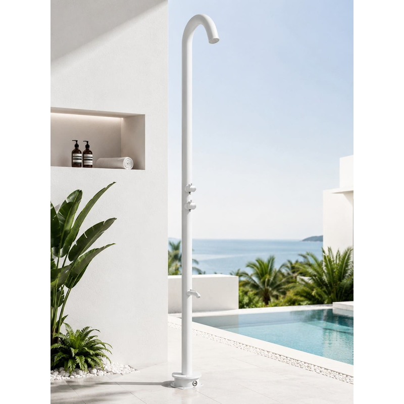 Sen cây tắm đứng đặt sàn ngoài trời màu trắng mờ Kanly KLS9015W 