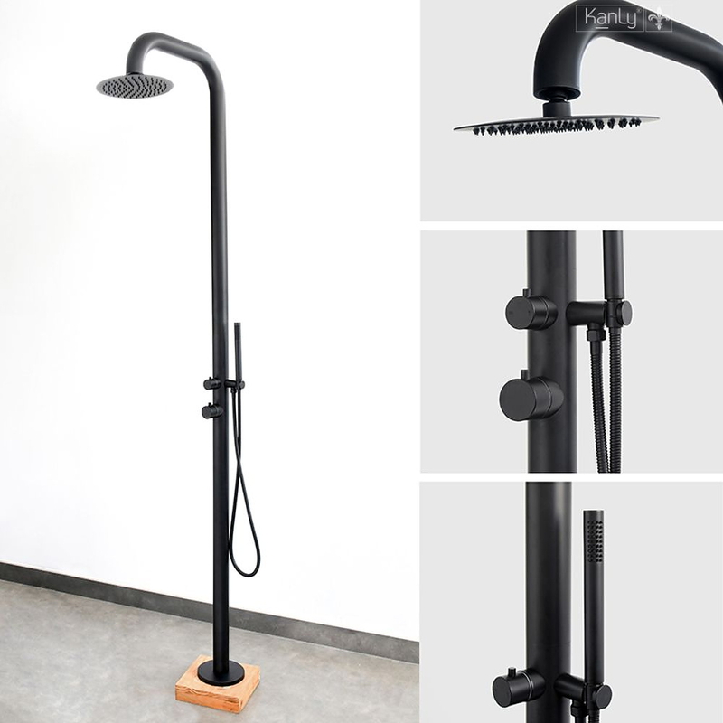 Sen cây tắm đứng đặt sàn ngoài trời màu đen mờ Kanly KLS9008B