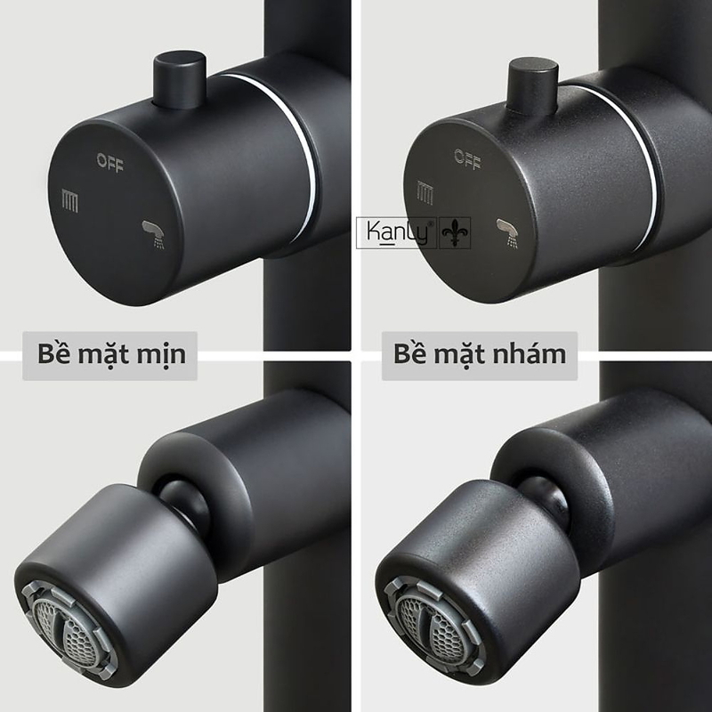 Sen cây tắm đứng đặt sàn ngoài trời màu đen nhám Kanly KLS9015FB 