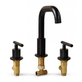 Vòi Lavabo 3 Lỗ Nóng Lạnh Bằng Đồng Màu Đen Kanly GCB05B