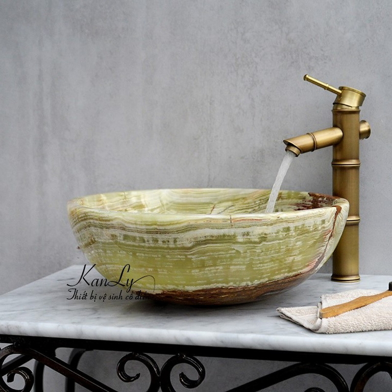 Chậu lavabo bằng đá onyx Kanly ONY11