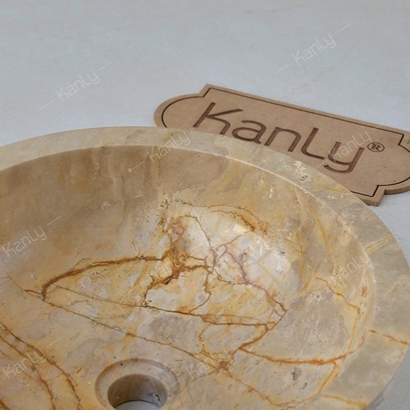 Chậu lavabo đá tự nhiên cappuccino marble Kanly MAR16Bi