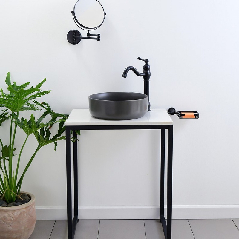 Chậu lavabo đặt bàn sứ tròn màu xám Kanly SU527