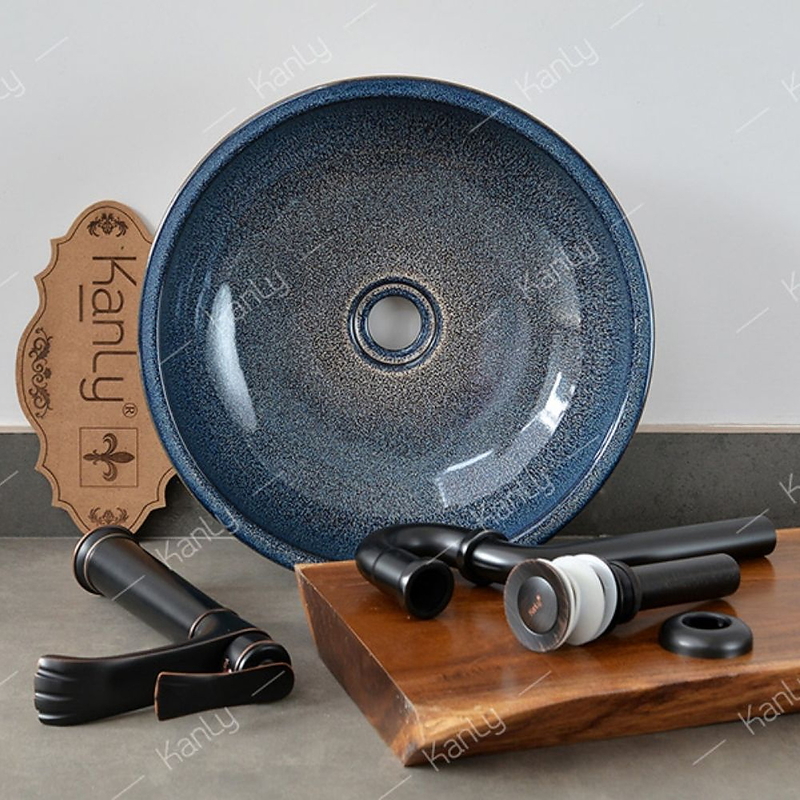 Chậu lavabo mỹ thuật bằng gốm sứ Kanly SU115