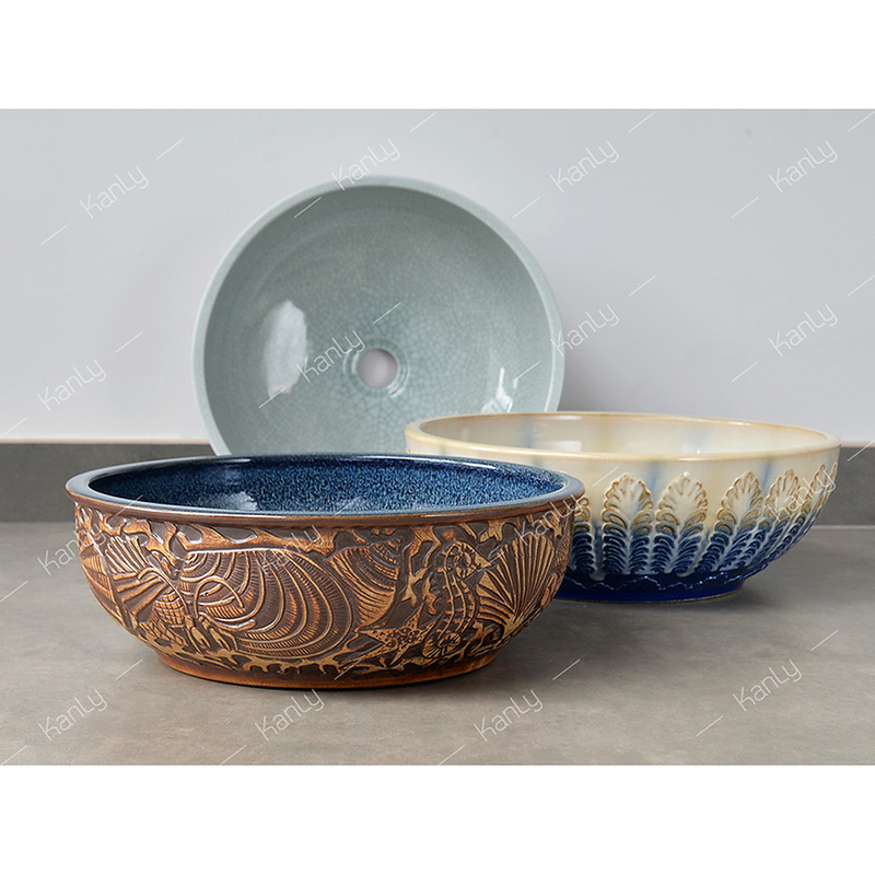 Chậu lavabo mỹ thuật bằng gốm sứ Kanly SU115