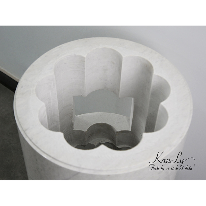 Chậu Rửa Mặt Đặt Sàn bằng đá marble trắng sữa Kanly MAR83CV