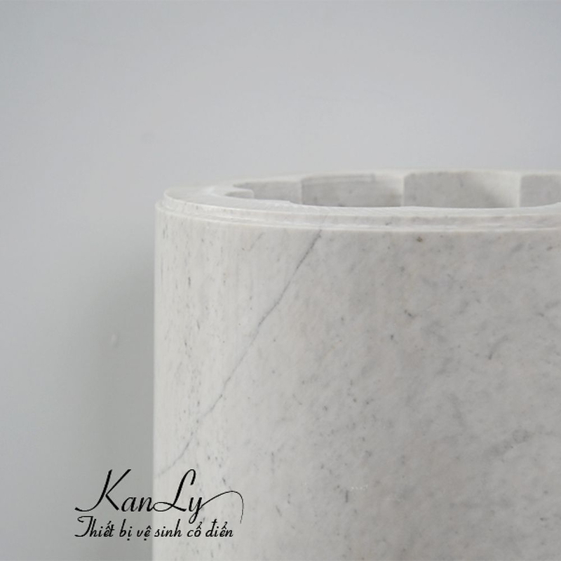 Chậu Rửa Mặt Đặt Sàn bằng đá marble trắng sữa Kanly MAR83CV