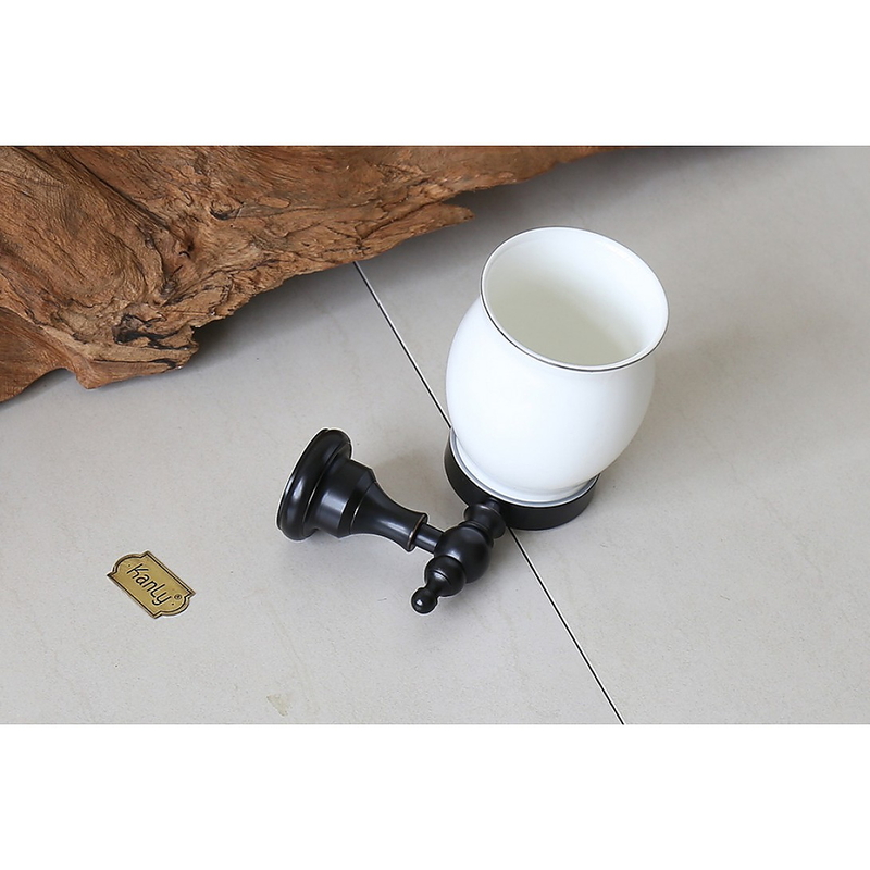 Giá để cốc đơn bằng đồng màu đen Kanly GCK07B