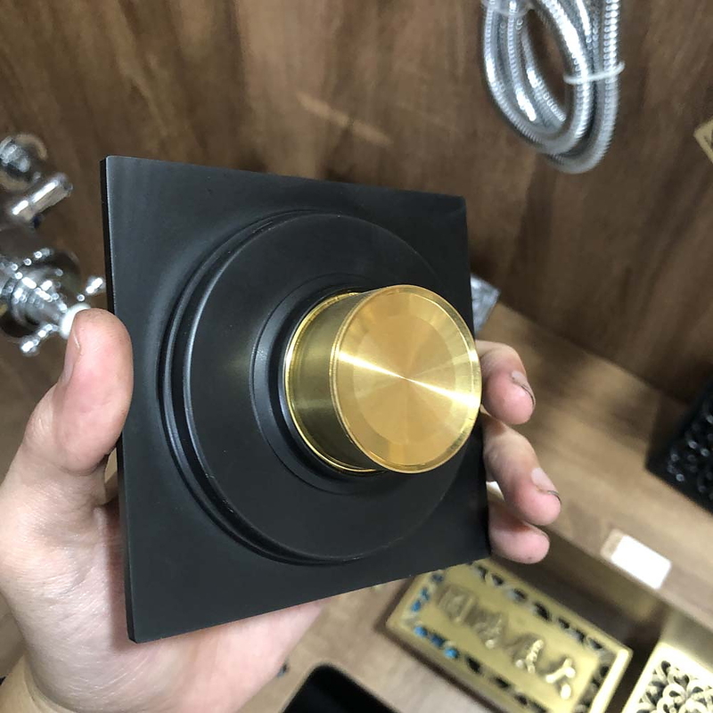 Phễu thoát sàn bằng đồng màu đen Kanly GCP13B 