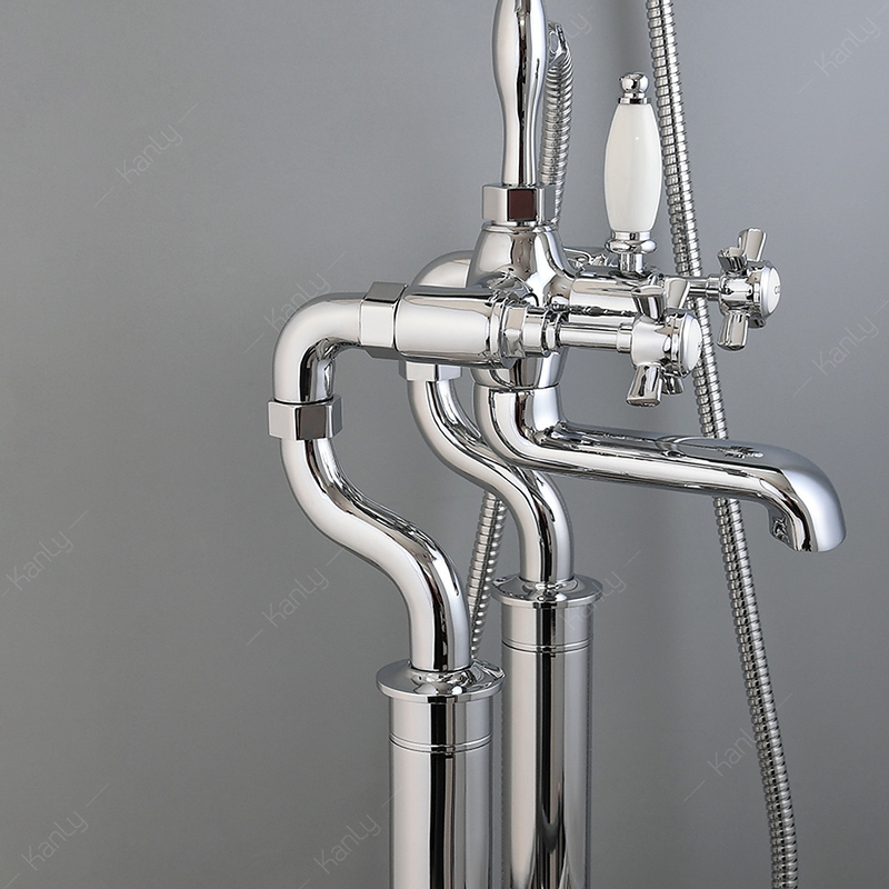 Sen bồn tắm nóng lạnh đặt sàn bằng đồng mạ chrome Kanly CHS09