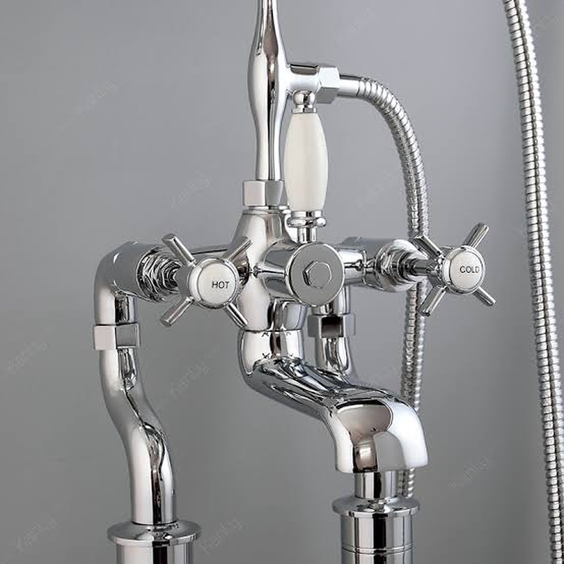 Sen bồn tắm nóng lạnh đặt sàn bằng đồng mạ chrome Kanly CHS09
