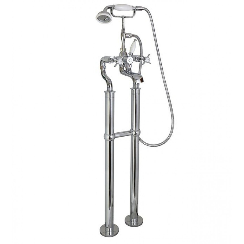 Sen bồn tắm nóng lạnh đặt sàn bằng đồng mạ chrome Kanly CHS09