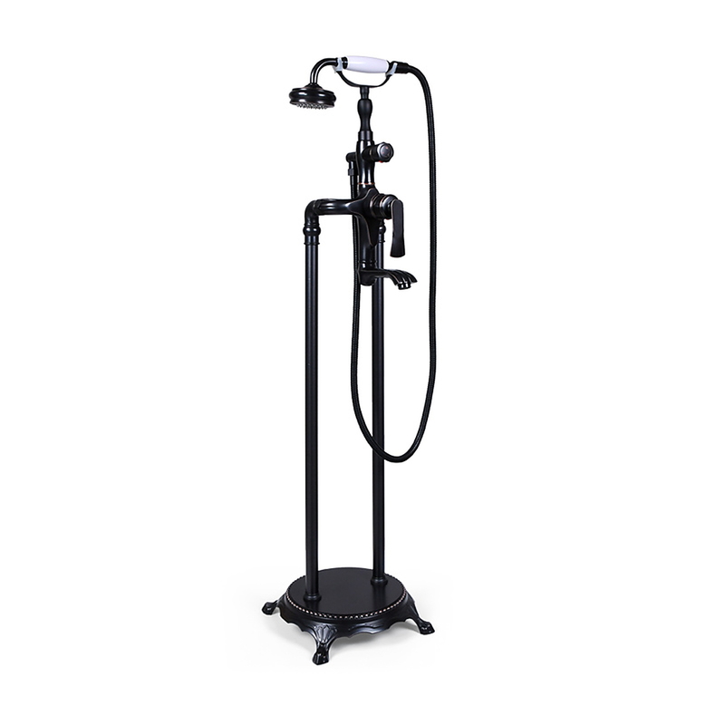 Sen bồn tắm nóng lạnh đặt sàn bằng đồng màu đen Kanly GCS09B