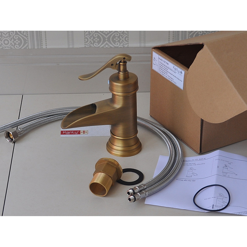Vòi lavabo nóng lạnh bằng đồng cổ điển Kanly GCV04