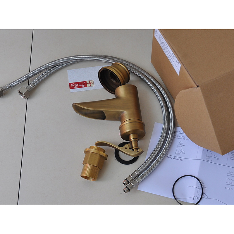 Vòi lavabo nóng lạnh bằng đồng cổ điển Kanly GCV04