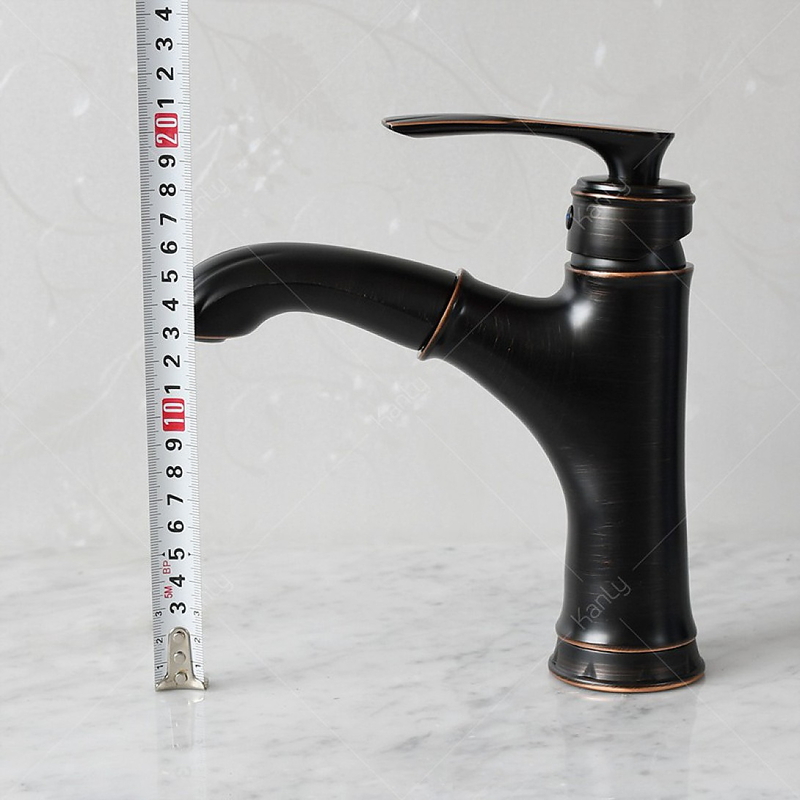 Vòi lavabo nóng lạnh có rút dây màu đen Kanly GCV42B 
