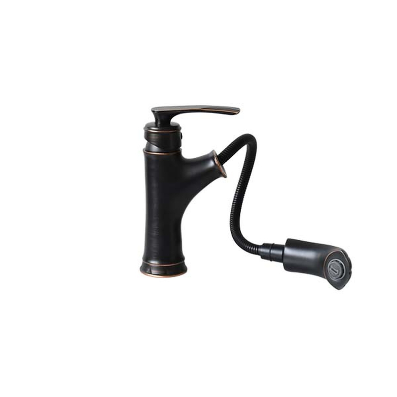 Vòi lavabo nóng lạnh có rút dây màu đen Kanly GCV42B 