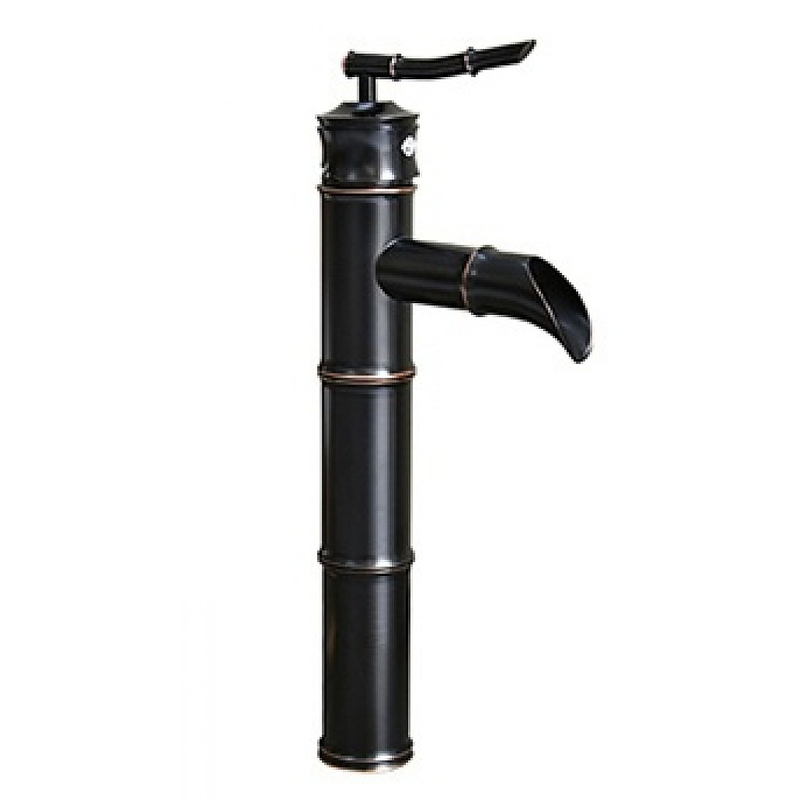 Vòi lavabo nóng lạnh màu đen hình ống tre Kanly GCA02B 