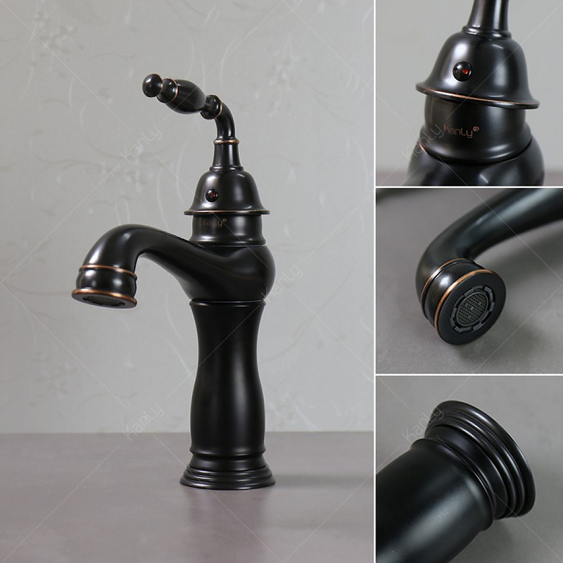 Vòi lavabo nóng lạnh màu đen Kanly GCV14B 