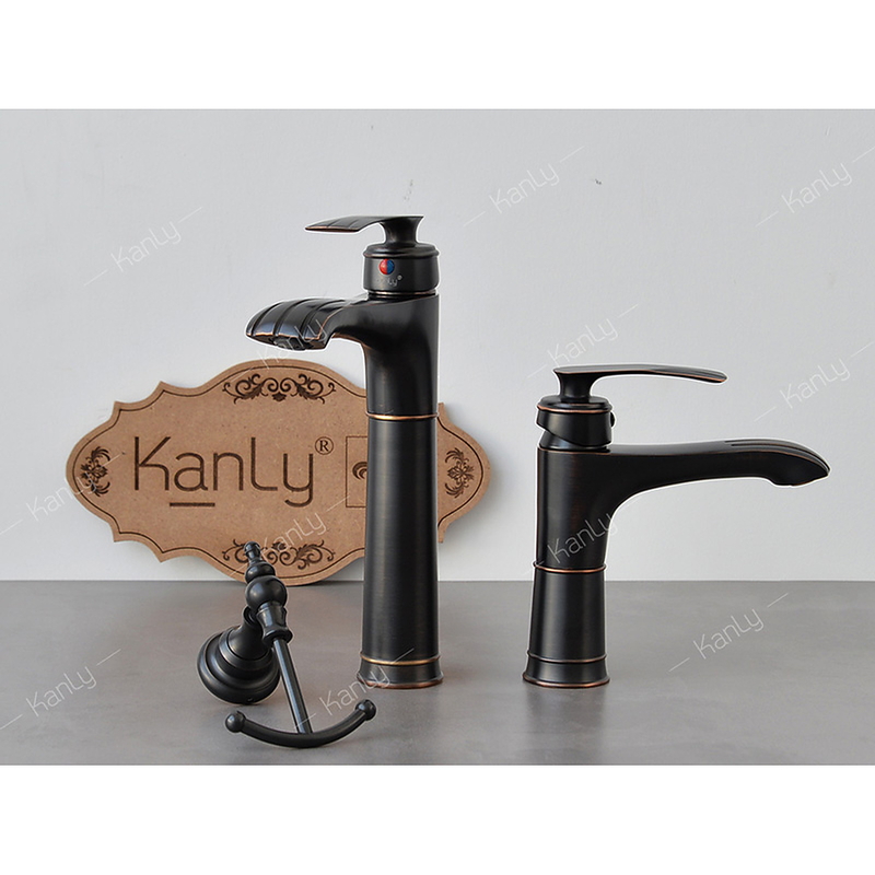 Vòi lavabo nóng lạnh màu đen Kanly GCV41B 