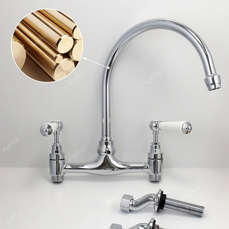 Vòi rửa bát nóng lạnh bằng đồng mạ chrome Kanly CHC20 