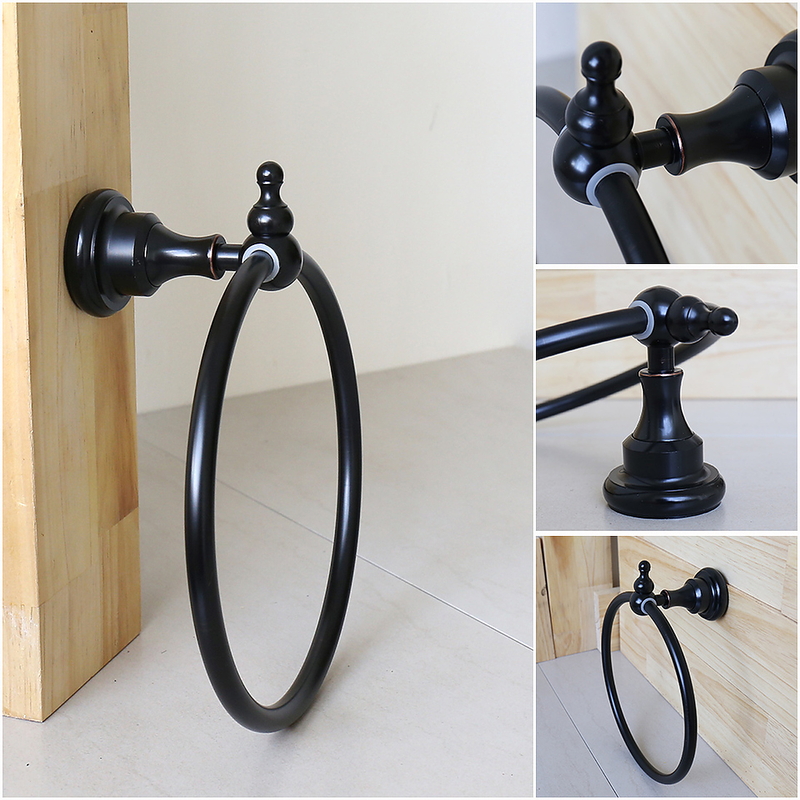Vòng treo khăn bằng đồng màu đen Kanly GCK02B 