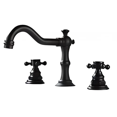 Vòi lavabo 3 lỗ nóng lạnh màu đen Kanly GCB07B 