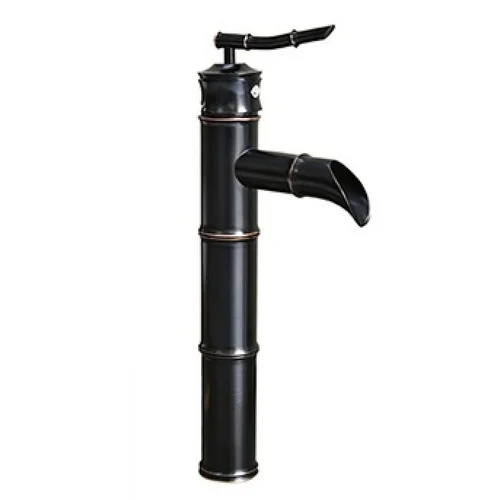 Vòi lavabo nóng lạnh màu đen hình ống tre Kanly GCA02B 
