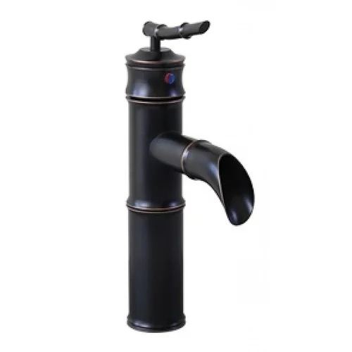 Vòi lavabo nóng lạnh màu đen hình ống tre Kanly GCV02B 
