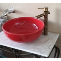Chậu lavabo đặt bàn sứ tròn màu đỏ Kanly SU518