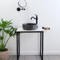Chậu lavabo đặt bàn sứ tròn màu xám Kanly SU527